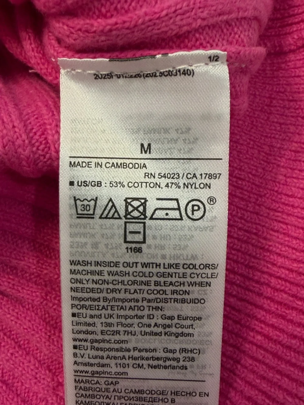 GAP Phoebe Pink CashSoft Ribbed Crewneck T-Shirt/NWT/M